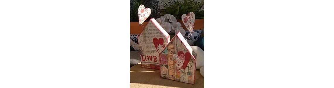 Σπιτάκια αγάπης με Decoupage και Scrapbooking