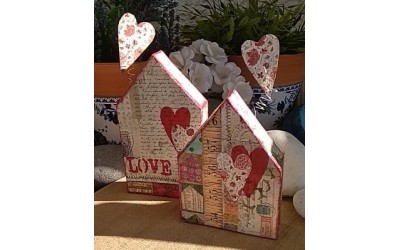 Σπιτάκια αγάπης με Decoupage και Scrapbooking