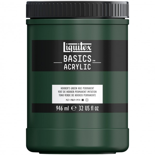 Liquitex Basics 946ml Acrylic 224 Hooker’s Green Hue Permanent