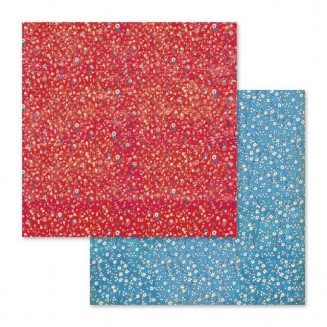 Stamperia Χαρτί Scrapbooking 30,5x30,5cm Διπλής Όψης Patchwork Flowered Texture Red & Blue