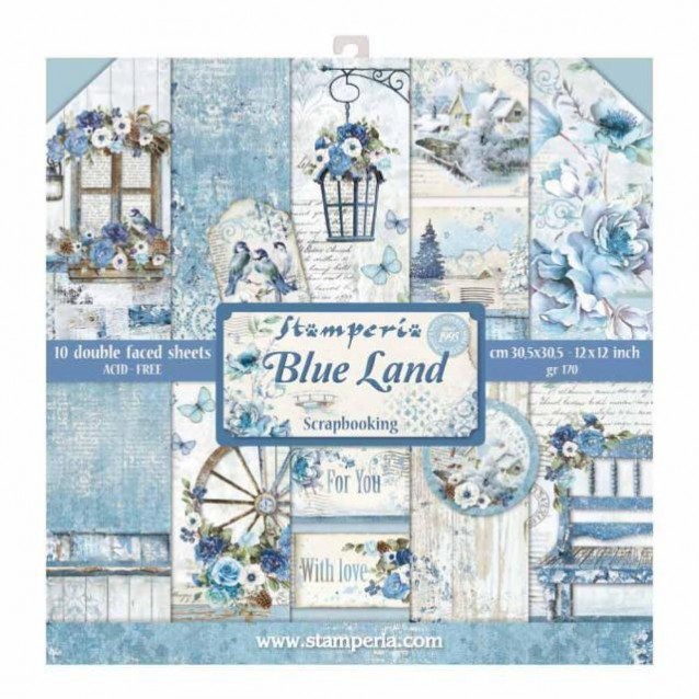 Stamperia 10 Χαρτιά Scrapbooking 30,5x30,5cm Διπλής Όψης Blue Land