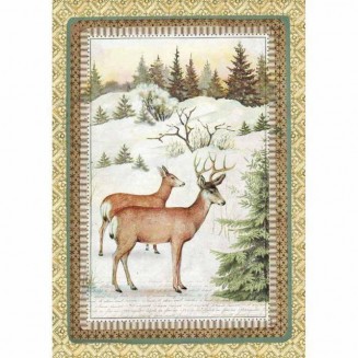 Stamperia Ριζόχαρτο Decoupage A4 (21x29,7cm) Winter Botanic Reindeer