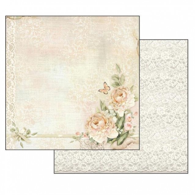 Stamperia Χαρτί Scrapbooking 30,5x30,5cm Διπλής Όψης Peony And Laces