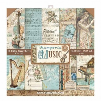 Stamperia 10 Χαρτιά Scrapbooking 30,5x30,5cm Διπλής Όψης Music