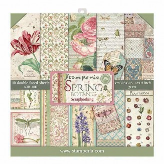 Stamperia 10 Χαρτιά Scrapbooking 30,5x30,5cm Διπλής Όψης Spring Botanic