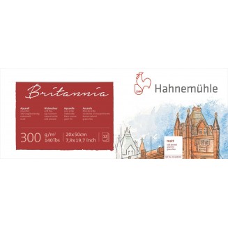 Hahnemuhle Μπλοκ Ακουαρέλας Britannia 12 φύλλων 20x50cm 300gr Cold Pressed