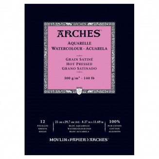 Arches Μπλοκ Ακουαρέλας Hot Pressed (Satine) 300gr A4 (21x29,7cm) 12 Φύλλων