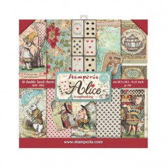 Stamperia 10 Χαρτιά Scrapbooking 20,3x20,3cm Διπλής Όψης Alice