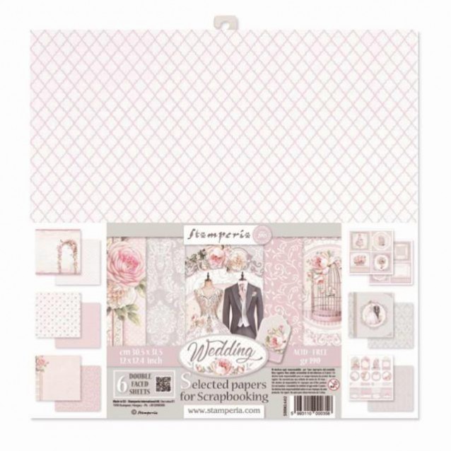 Stamperia 6 Χαρτιά Scrapbooking 30,5x30,5cm Διπλής Όψης Wedding