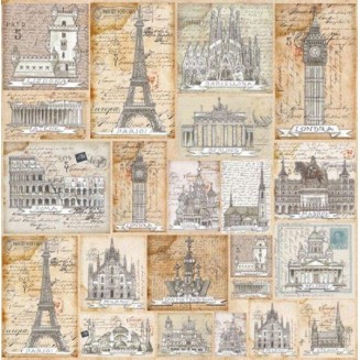 Stamperia Ριζόχαρτο Decoupage 50x50cm Postcards From Europe