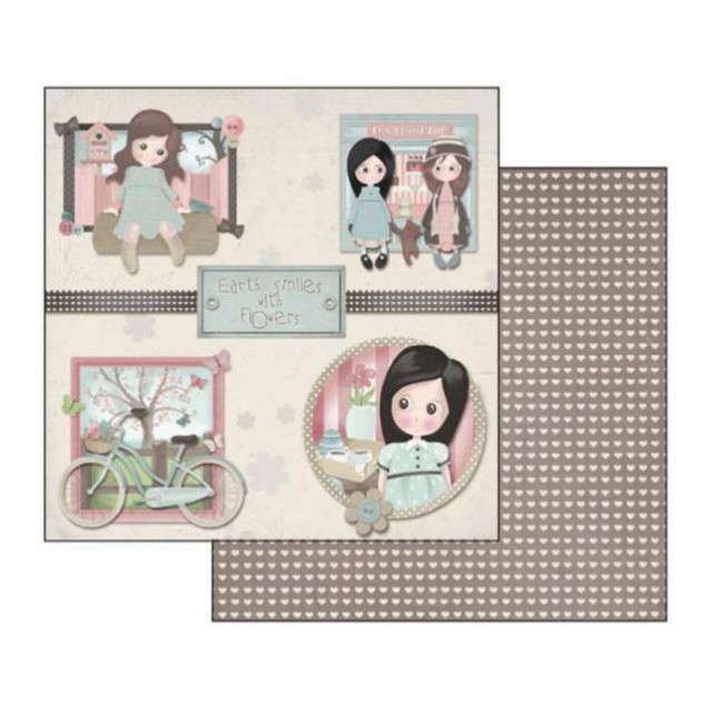 Stamperia Χαρτί Scrapbooking 30,5x30,5cm Διπλής Όψης Emma & Camille Bycicle