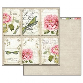 Stamperia Χαρτί Scrapbooking 30,5x30,5cm Διπλής Όψης Targhette Peonies And Drag