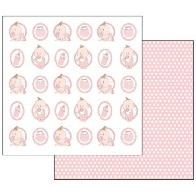 Stamperia Χαρτί Scrapbooking 30,5x30,5cm Διπλής Όψης Pois And Baby Pink Motifs