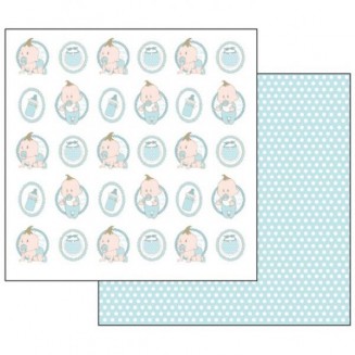 Stamperia Χαρτί Scrapbooking 30,5x30,5cm Διπλής Όψης Pois And Baby Light Blue Motifs