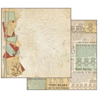 Stamperia Χαρτί Scrapbooking 30,5x30,5cm Διπλής Όψης Teddy Bear Newspaper