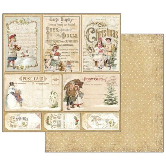 Stamperia Χαρτί Scrapbooking 30,5x30,5cm Διπλής Όψης Christmas Postcards