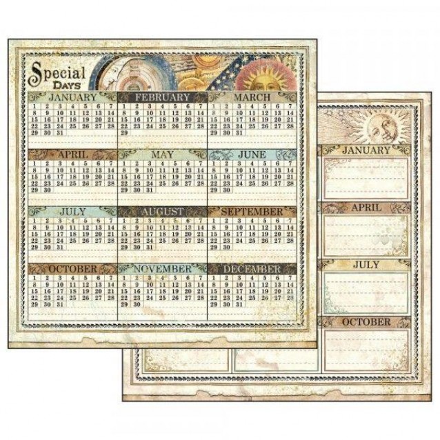 Stamperia Χαρτί Scrapbooking 30,5x30,5cm Διπλής Όψης Alchemy Calendar