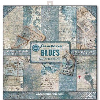 Stamperia 10 Χαρτιά Scrapbooking 30,5x30,5cm Διπλής Όψης Blues