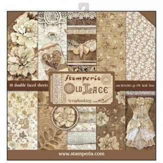 Stamperia 10 Χαρτιά Scrapbooking 30,5x30,5cm Διπλής Όψης Old Lace