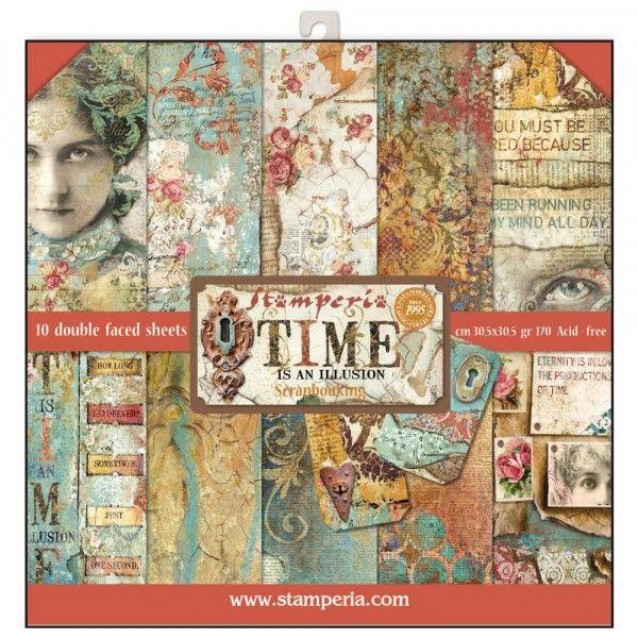 Stamperia 10 Χαρτιά Scrapbooking 30,5x30,5cm Διπλής Όψης Times Αn Illusion