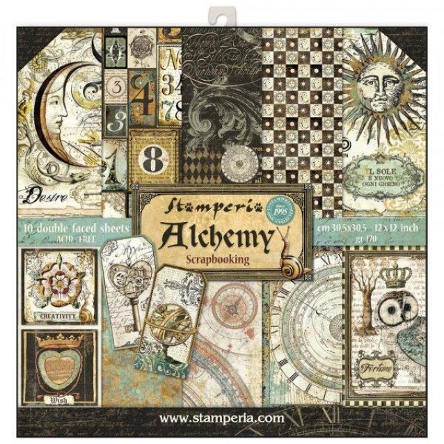 Stamperia 10 Χαρτιά Scrapbooking 30,5x30,5cm Διπλής Όψης Alchemy