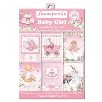 Stamperia 24 Χαρτιά Scrapbooking 11,4x16,5cm Διπλής Όψης Baby Girl