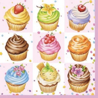 Ambiente 20 Χαρτοπετσέτες 33x33cm 3φύλλες Cupcakes Square Pink FSC