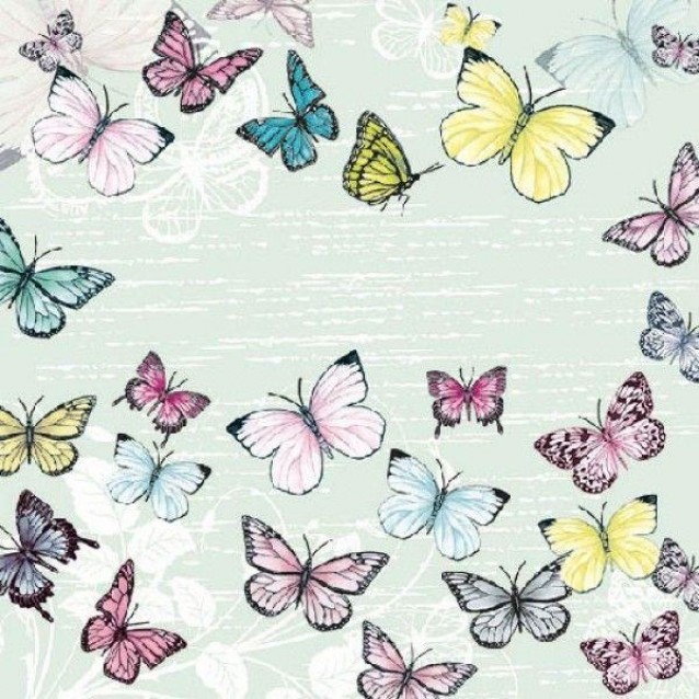 Ambiente 20 Χαρτοπετσέτες 33x33cm 3φύλλες Butterfly Green FSC