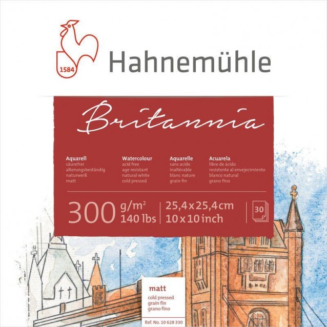 Hahnemuhle Μπλοκ Ακουαρέλας Britannia 30 φύλλων 25,4x25,4cm 300gr Ματ