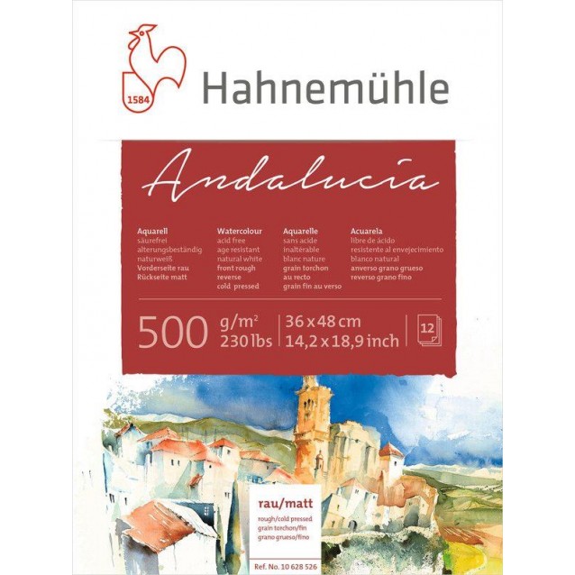 Hahnemuhle Μπλοκ Ακουαρέλας Andalucia 12 Φ 36x48cm 500gr Διπλής Όψης (Rough & Mat)