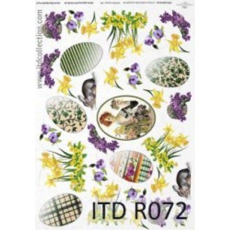 Itd. Collection Ριζόχαρτο Decoupage A4 (21x29,7cm) Easter Eggs, Spring Flowers