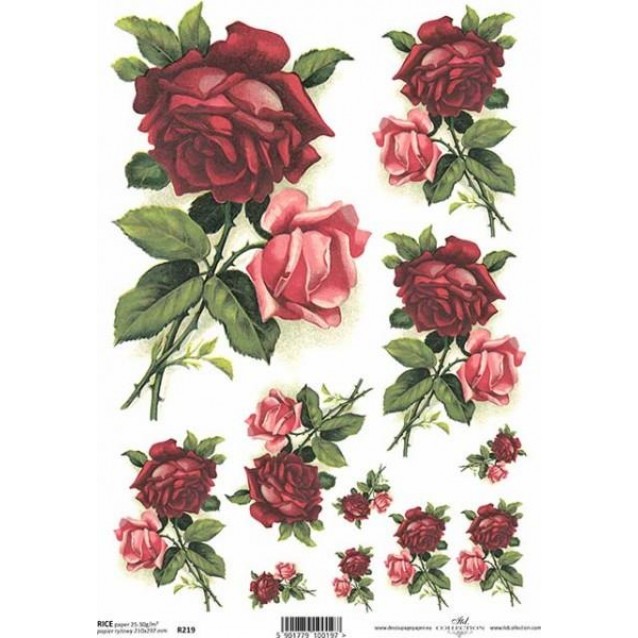 Itd. Collection Ριζόχαρτο Decoupage A4 (21x29,7cm) Roses In Burgundy And The Pink