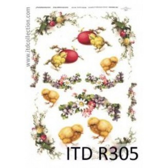 Itd. Collection Ριζόχαρτο Decoupage A4 (21x29,7cm) Easter Pink Spring Flowers