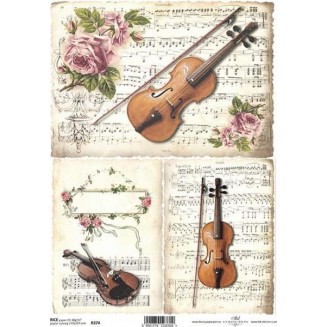 Itd. Collection Ριζόχαρτο Decoupage A4 (21x29,7cm) Floral Decoration With A Violin