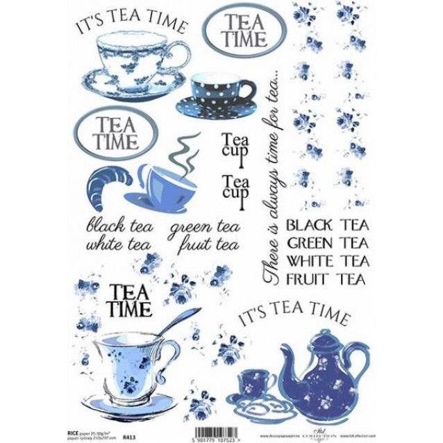 Itd. Collection Ριζόχαρτο Decoupage A4 (21x29,7cm) Tea Time - Blue Cups