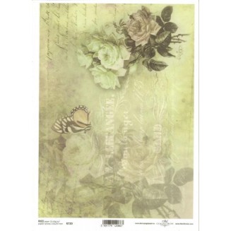 Itd. Collection Ριζόχαρτο Decoupage A4 (21x29,7cm) Vintage Flowers And Inscription