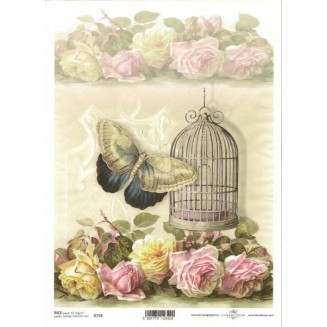 Itd. Collection Ριζόχαρτο Decoupage A4 (21x29,7cm) Retro Style, Roses And Butterfly