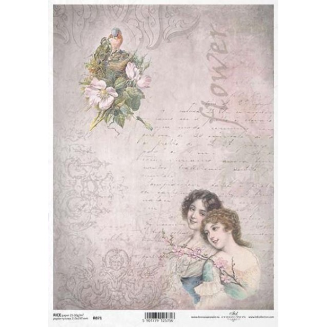 Itd. Collection Ριζόχαρτο Decoupage A4 (21x29,7cm) Vintage Ladies And Flowers