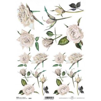 Itd. Collection Ριζόχαρτο Decoupage A4 (21x29,7cm) White Roses