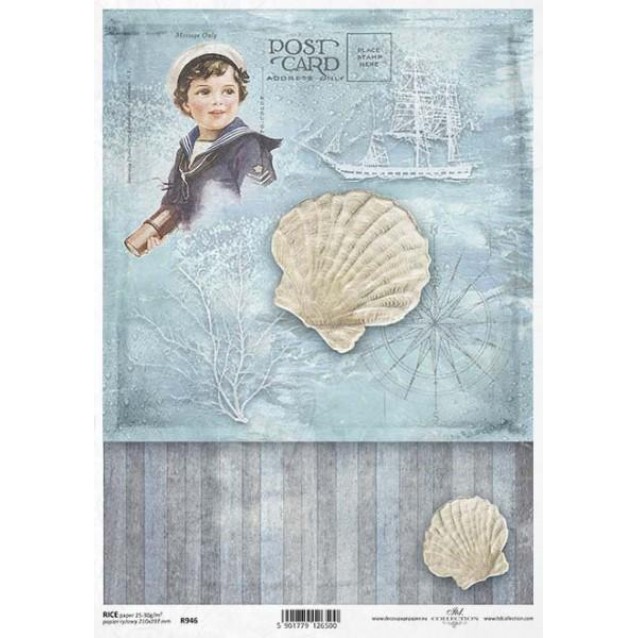 Itd. Collection Ριζόχαρτο Decoupage A4 (21x29,7cm) Nautical Themes Post Card Boy