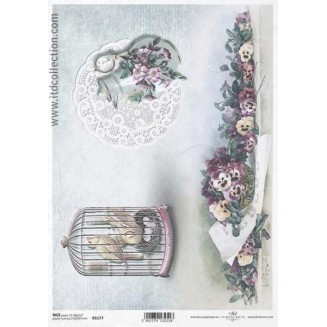 Itd. Collection Ριζόχαρτο Decoupage A4 (21x29,7cm) Bird Cage, Jug, Pansies