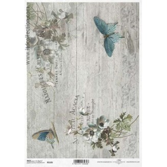 Itd. Collection Ριζόχαρτο Decoupage A4 (21x29,7cm) Vintage, Gray Boards And Butterflies