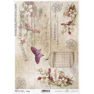 Itd. Collection Ριζόχαρτο Decoupage A4 (21x29,7cm) Vintage Butterflies And Flowers