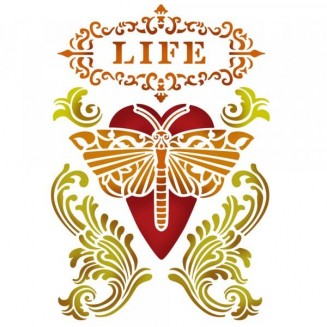 Stamperia Stencil D 20x15cm Life Heart with Dragonfly