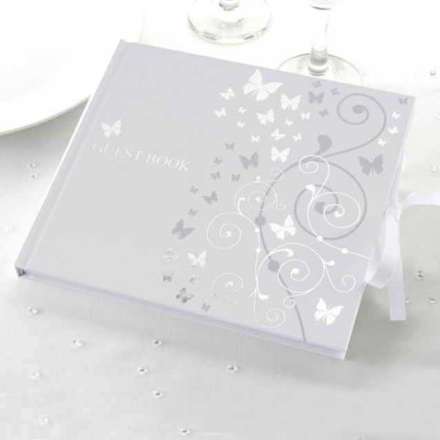 Neviti Βιβλίο Ευχών (Guest Book) Silver Butterfly