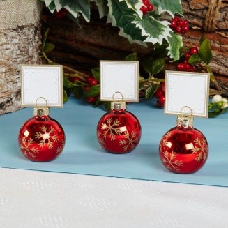 Neviti Snowflake Bauble Place Card Holder Red