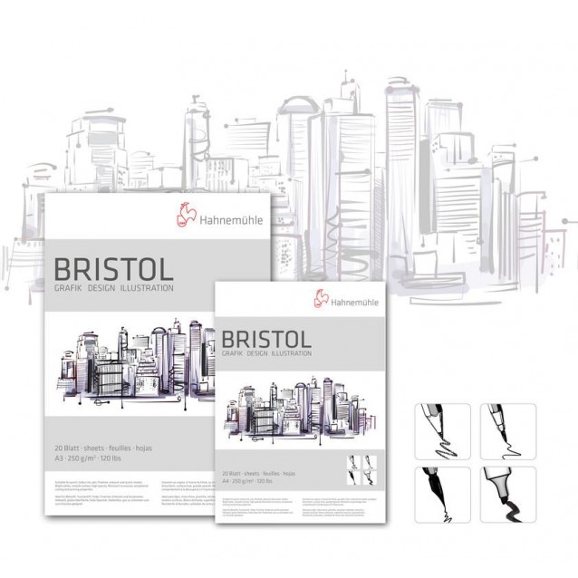 Hahnemuhle Μπλοκ Bristol 20 Φύλλων A3 (29,7x42cm) Graphic Design Illustarion 250gr