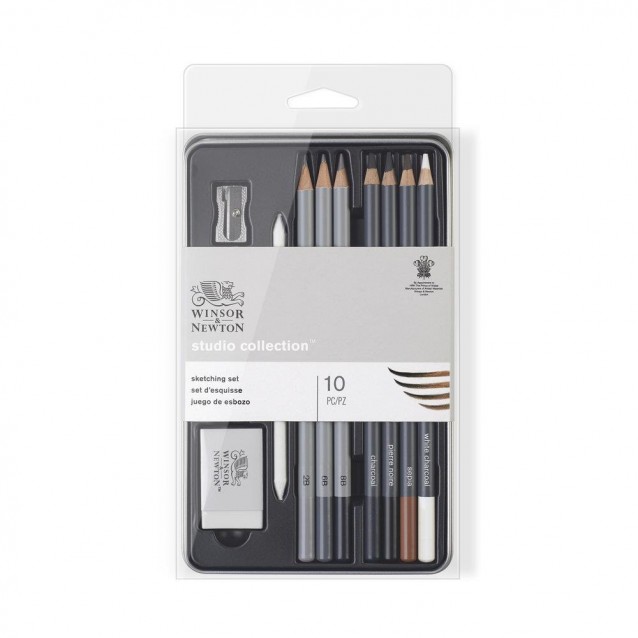 Winsor & Newton Μεταλλική Κασετίνα με 7 Μολύβια Σχεδίου, Γόμα, Σφομύλι, Ξύστρα