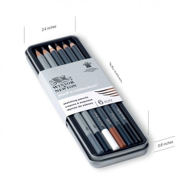 Winsor & Newton Μεταλλική Κασετίνα 6 Μολύβια Σχεδίου Studio Collection