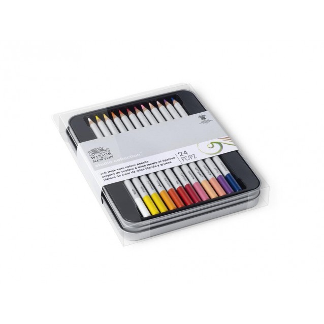 Winsor & Newton Μεταλλική Κασετίνα με 24 Χρωματιστά Μολύβια Studio Collection